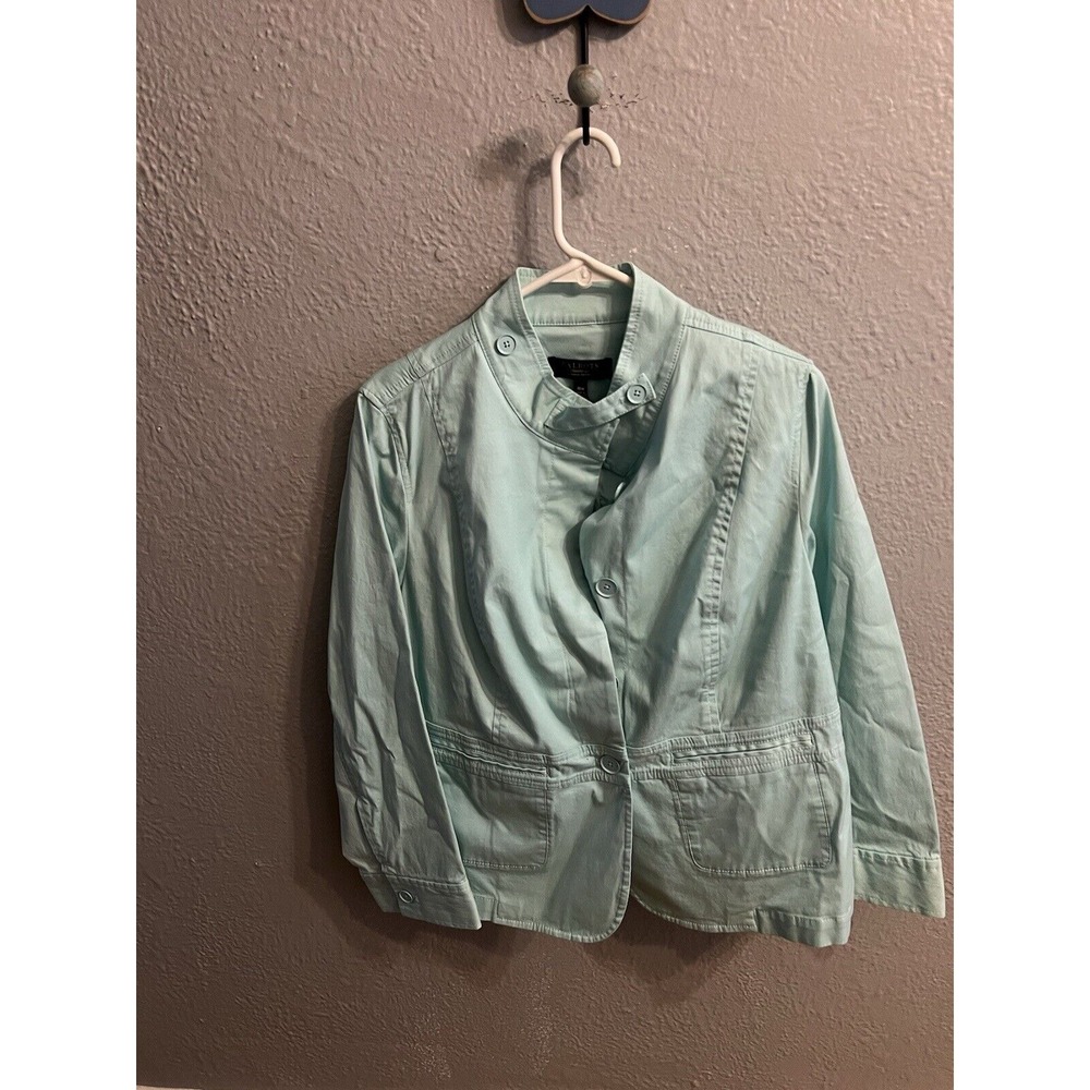 Talbots Light Mint Green Cotton Jacket size is 16W Petite